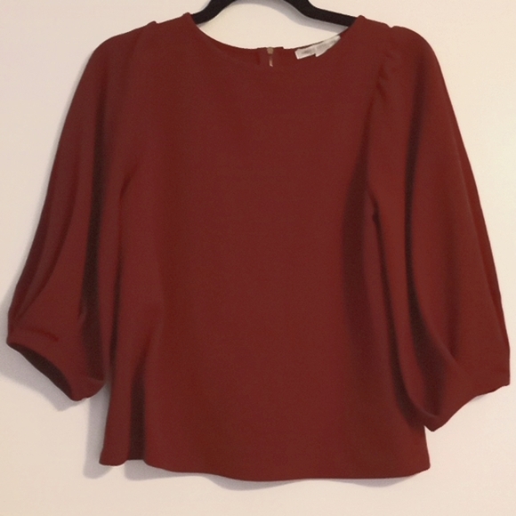 Green Envelope Rust Color Blouse with 3/4 Sleeves in Size XS (Made in USA) - Picture 1 of 6